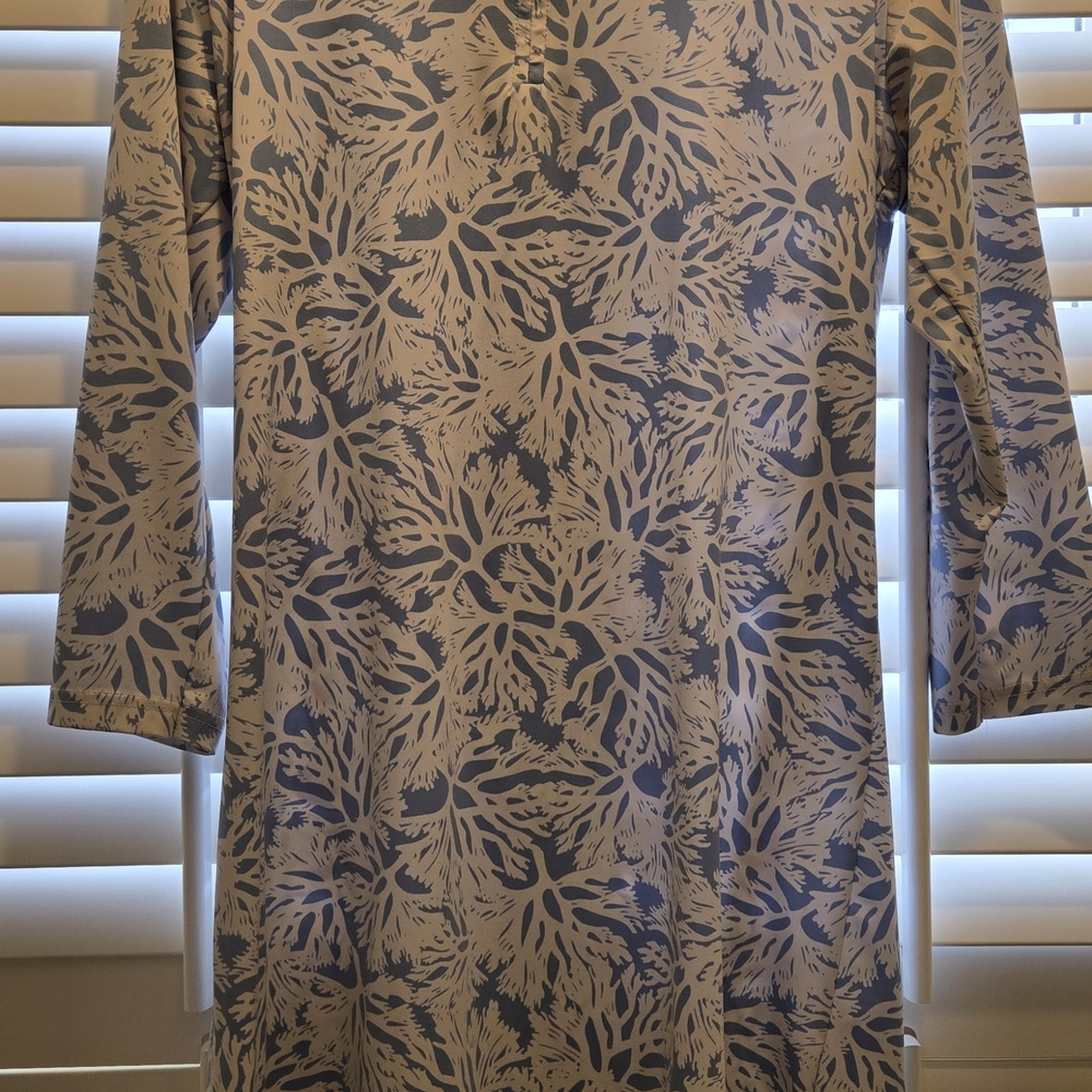 Chic Long Sleeve Blue and White Dress